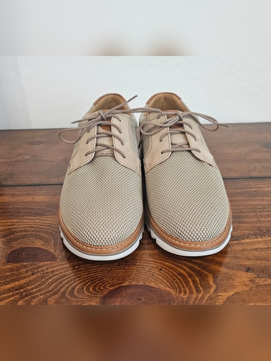 Johnston & Murphy Taupe Knit Leather LaceUp Oxfords wTan Heel Detail Men Sz 11.5 main image 6